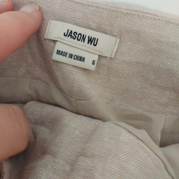 Jason Wu Linen Blend High Waisted Pants With Braided Detail Size 6 - Picture 5 of 6